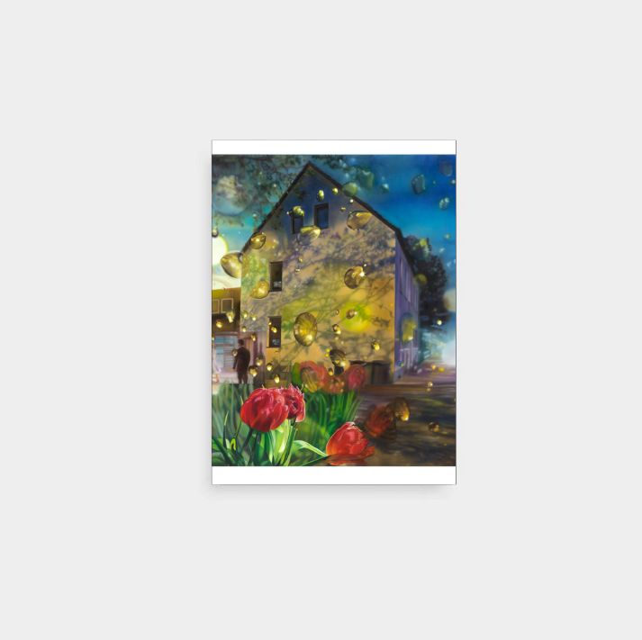 Postkarte - Karin Kneffel "Haus"